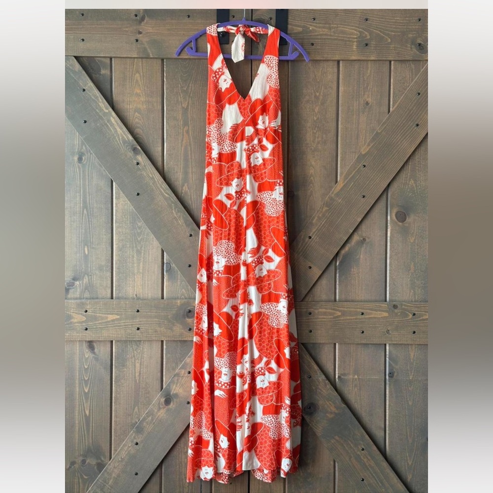 Bold Red And White Patterned Fabric - image 1